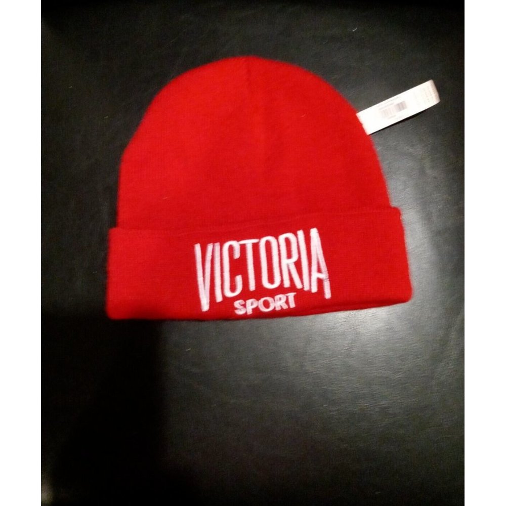 VICTORIA'S SECRET VICTORIA SPORT RED BEANIE HAT NEW WITH TAGS ONE SIZE - Picture 4 of 8